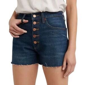 Lucky Brand Women's Blue Lucky Pins Jean Short W/Exposed Fly  Buttons 4/27 Dark